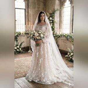 NWOT Size 6 Olivia Bottega Holly Ivory & Nude/Blush Wedding Gown